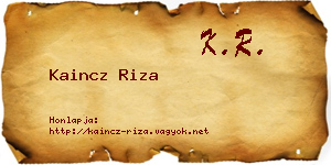 Kaincz Riza névjegykártya